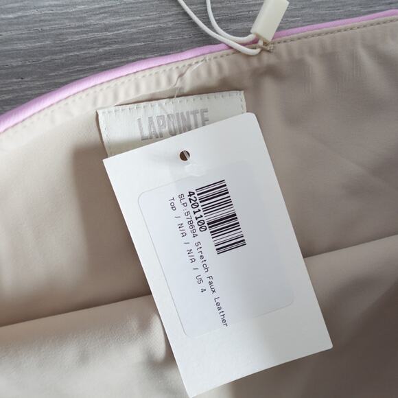 Lapointe Stretch Faux Leather Cropped Tube Top Blossom Pink New Size 4 - Picture 7 of 16